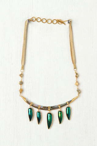 Beetle Wing Drop Collar in accessories-jewelry-necklaces