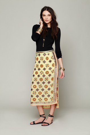 FP New Romantics Mirror Embroidered Column Skirt in sale-new-sale