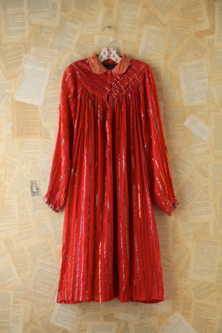 Free People Vintage Metallic Striped Boho Dress in Vintage-Dresses