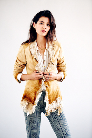 Free People Suede and Lace Jacket in designer-brand-clothing