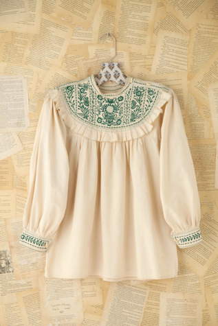 Free People Vintage Embroidered Cotton Blouse in Vintage-Tops