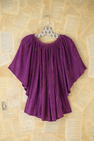 Free People Vintage Metallic Striped Gauze Blouse in Vintage-Tops