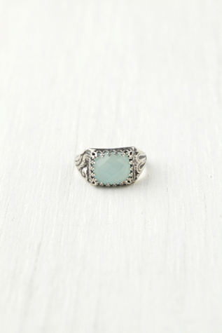 Etched Square Stone Ring