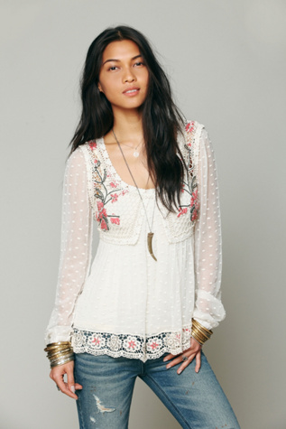 Embroidered Open Stitch Top in clothes-fp-exclusives