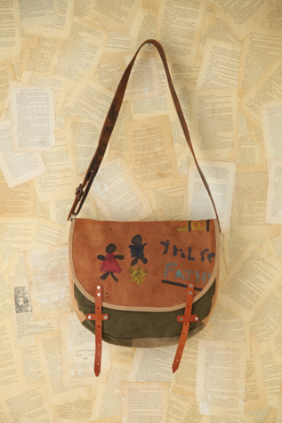 Free People Vintage Painted Leather Messenger Bag in vintage-handbags