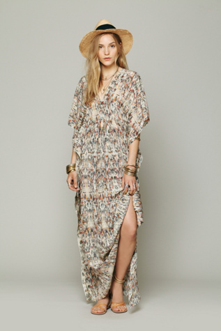 Print Silk Kaftan Maxi in clothes-dresses