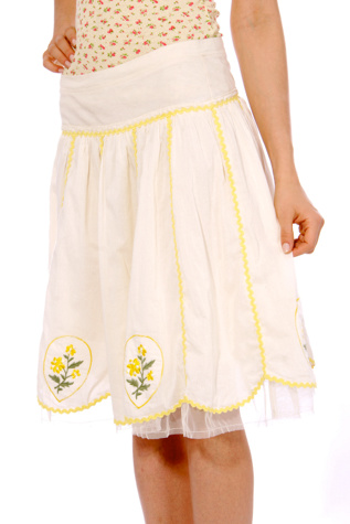Peached Voile Ricrac Knit Waist Skirt