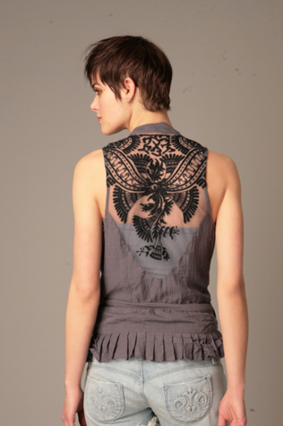 Metal and Lace Wrap Top