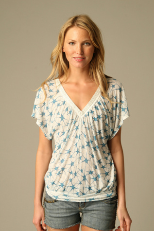 Printed Rib Double V Top
